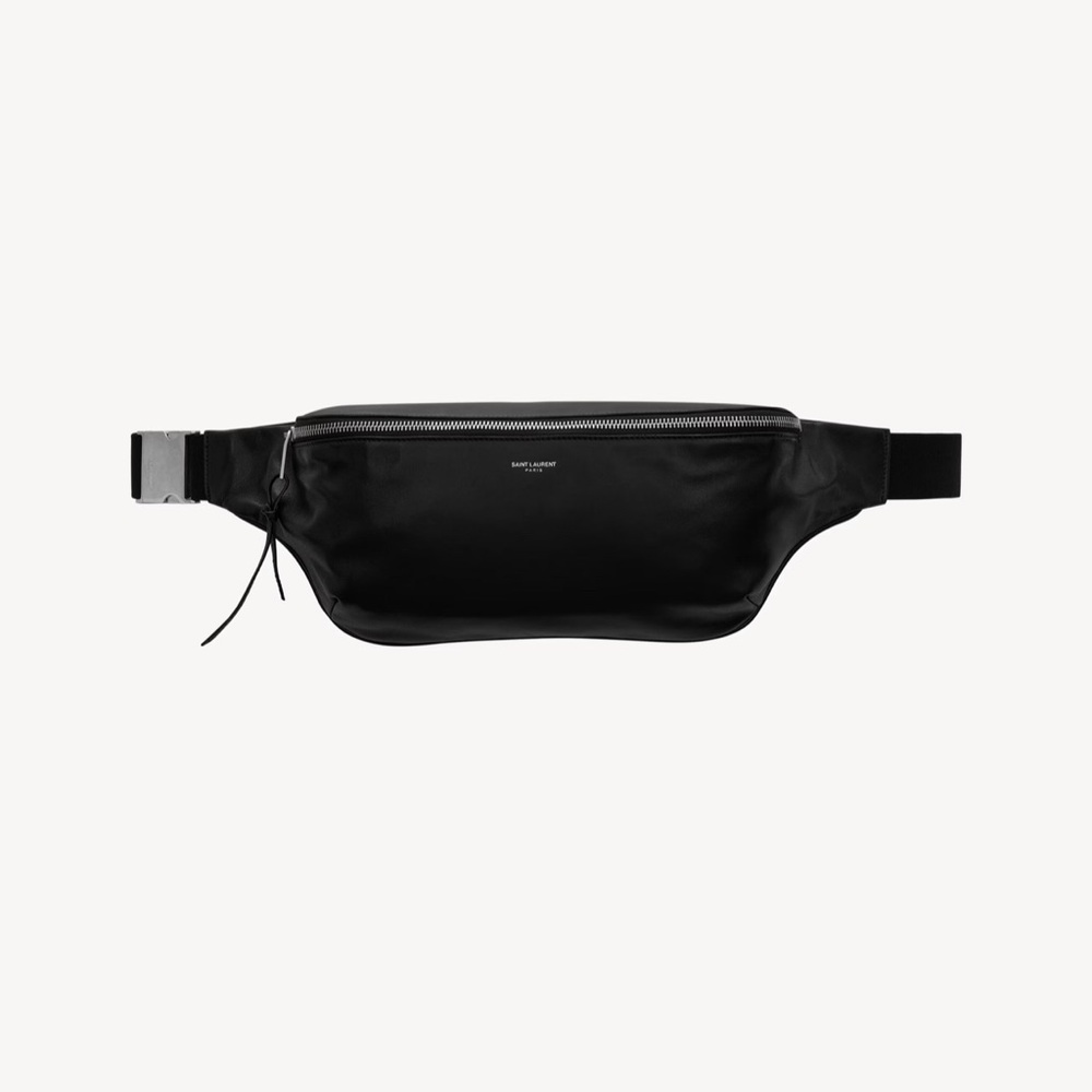 Saint Laurent City Belt Bag in Lambskin and Cotton